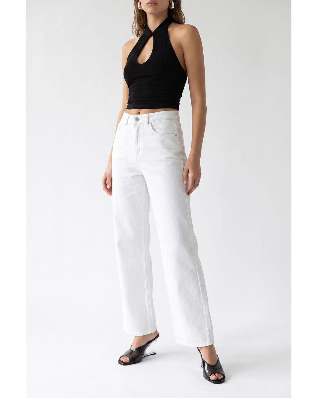 MixRay White Straight-Leg Pants