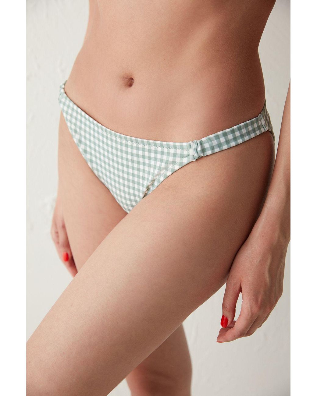 Penti Brown Low-Waist Gingham Hipster Bikini Bottoms