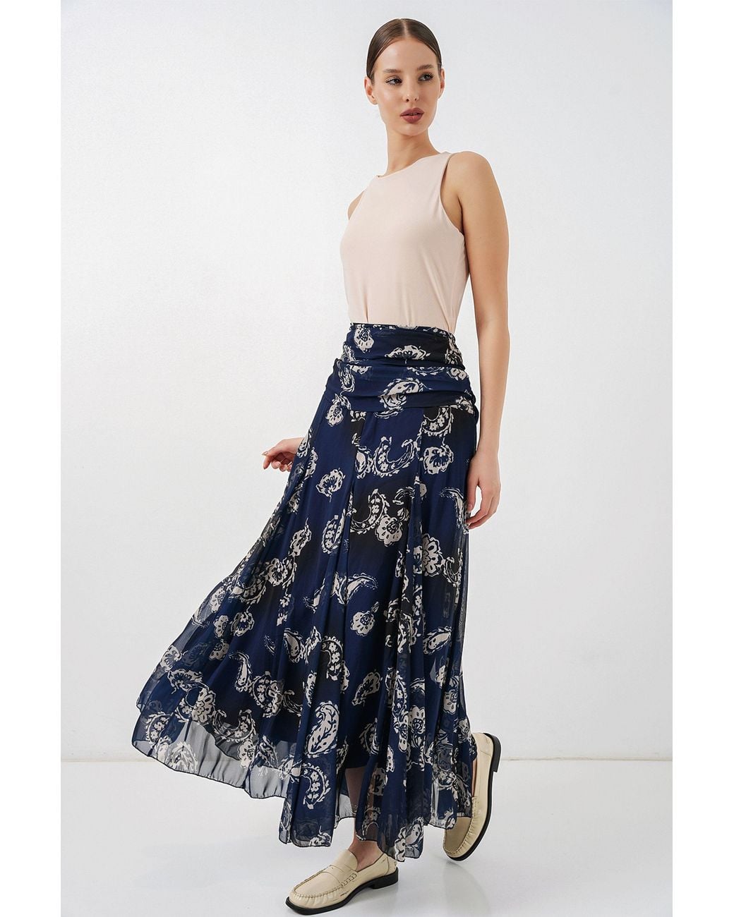 Bigdart Blue High Waist Paisley Maxi Skirt