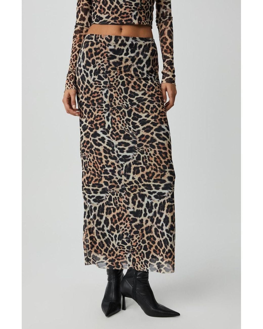 Grimelange Multicolor High Waist Leopard Maxi Skirt