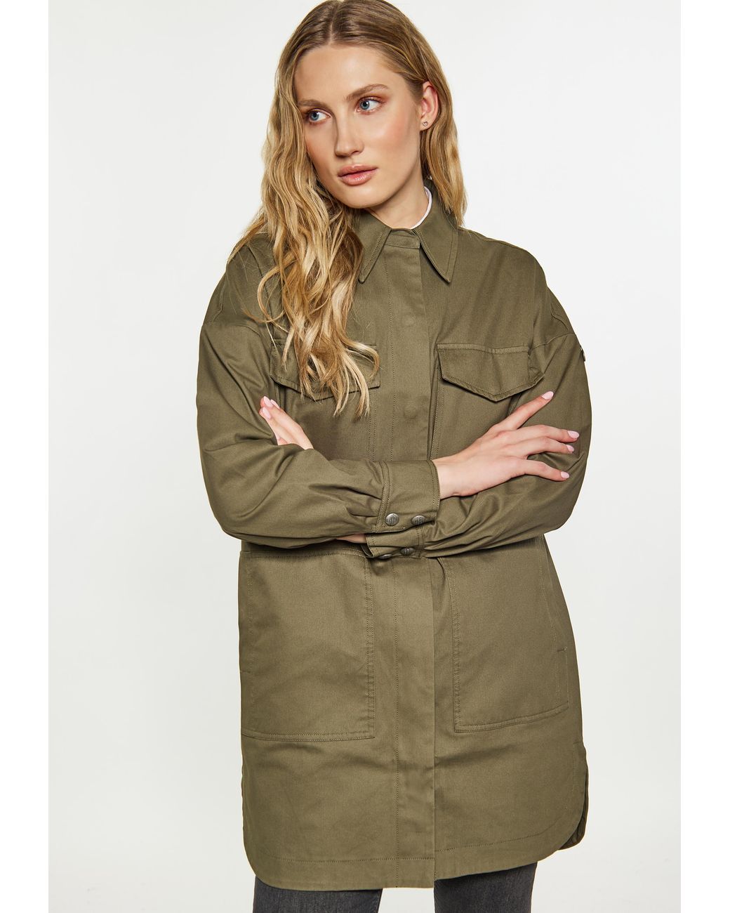 Dreimaster Jas Dames Militaire Olijf in het Green