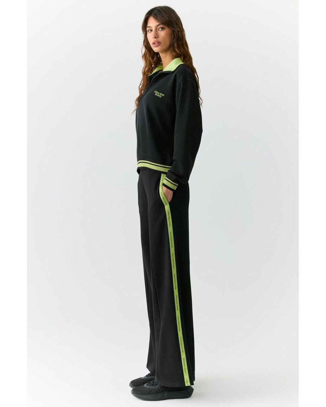 Grimelange Black Wide Leg Elastic Waist Joggers