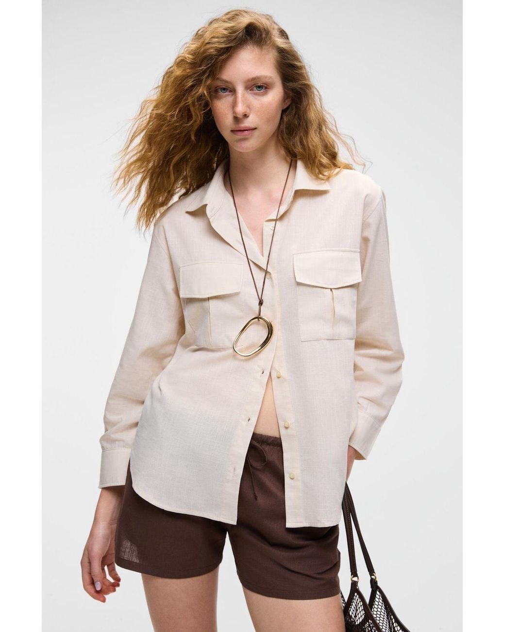 Grimelange Natural Relaxed Long Sleeve Shirt