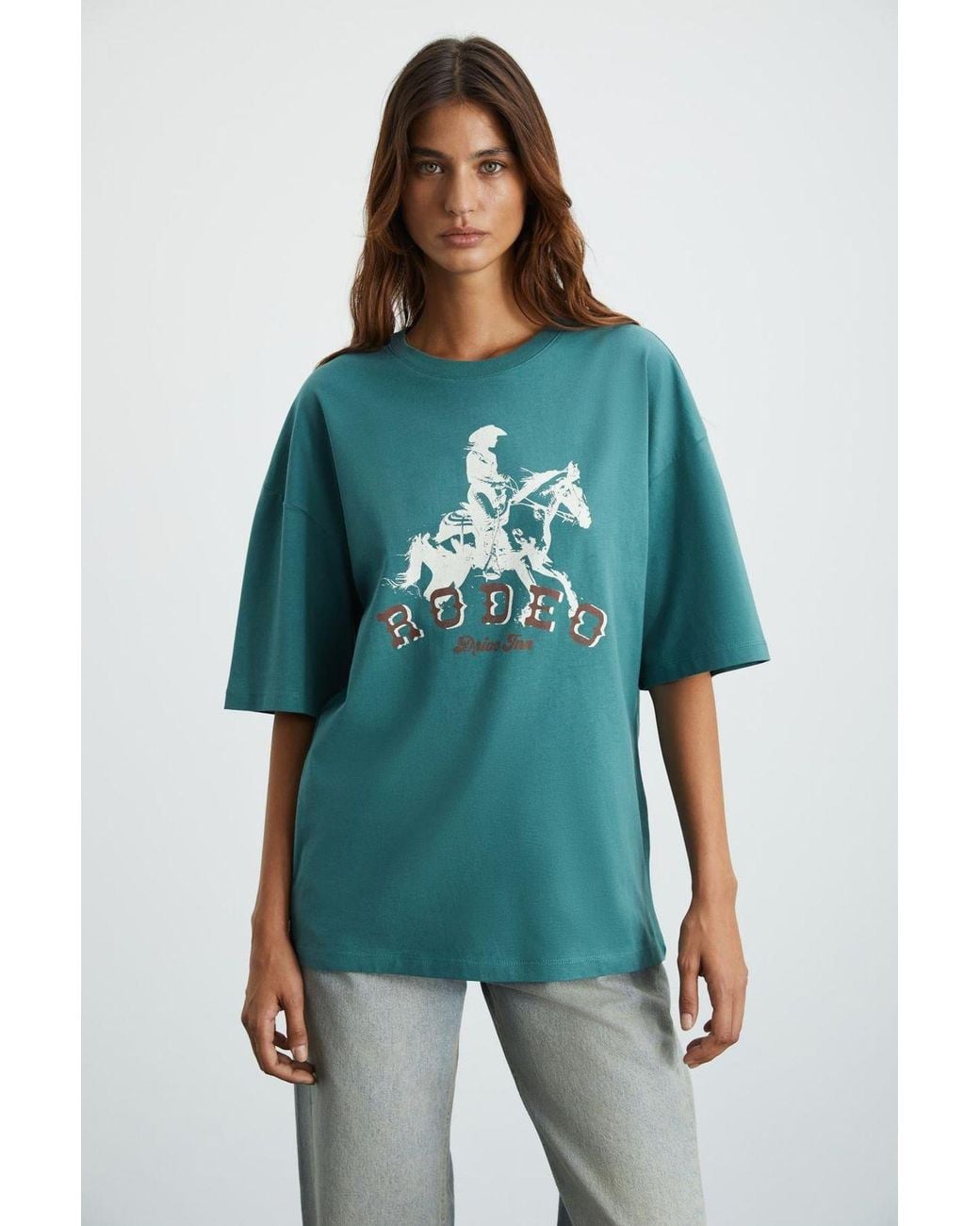 Grimelange Blue Printed Crew Neck T-Shirt