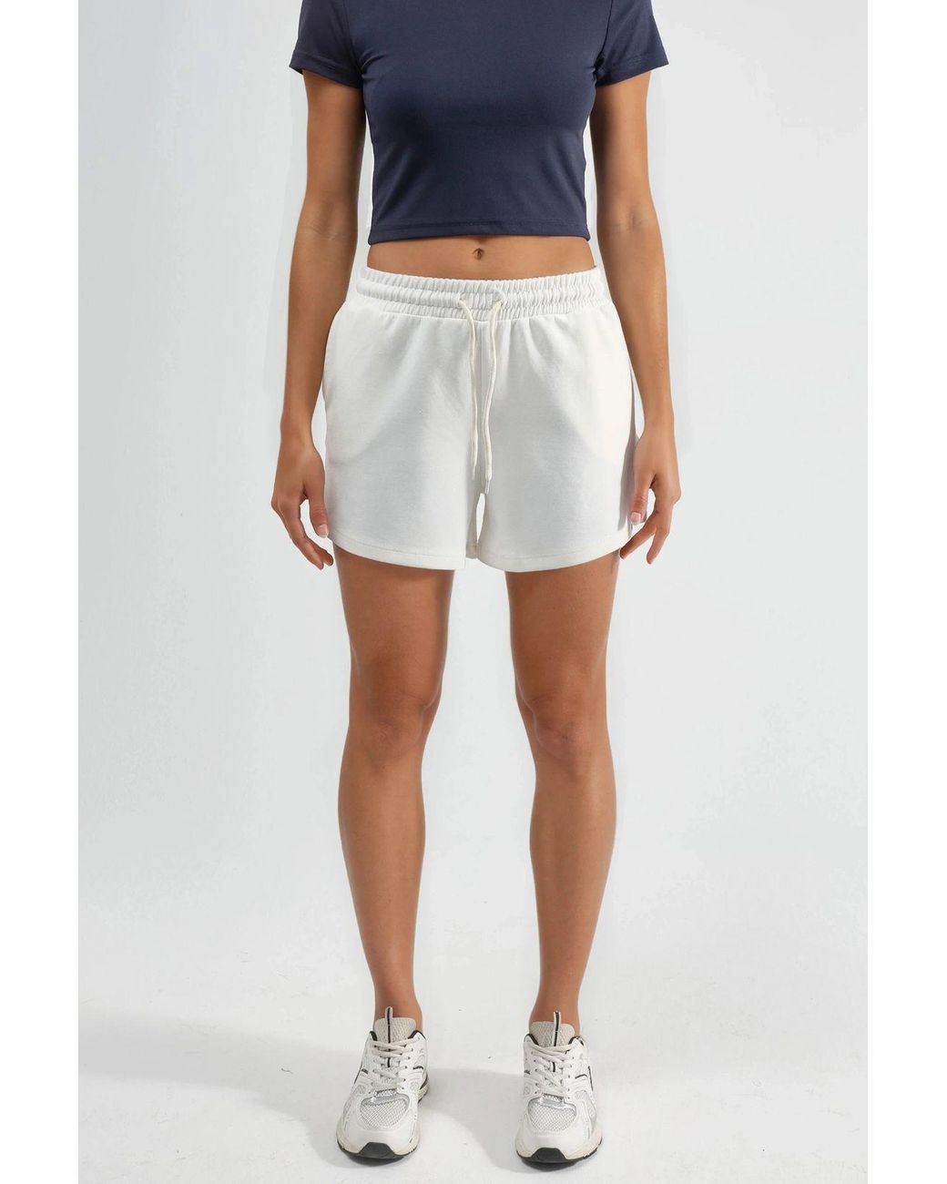Busem Blue Elastic Waist Modal Shorts With Pockets