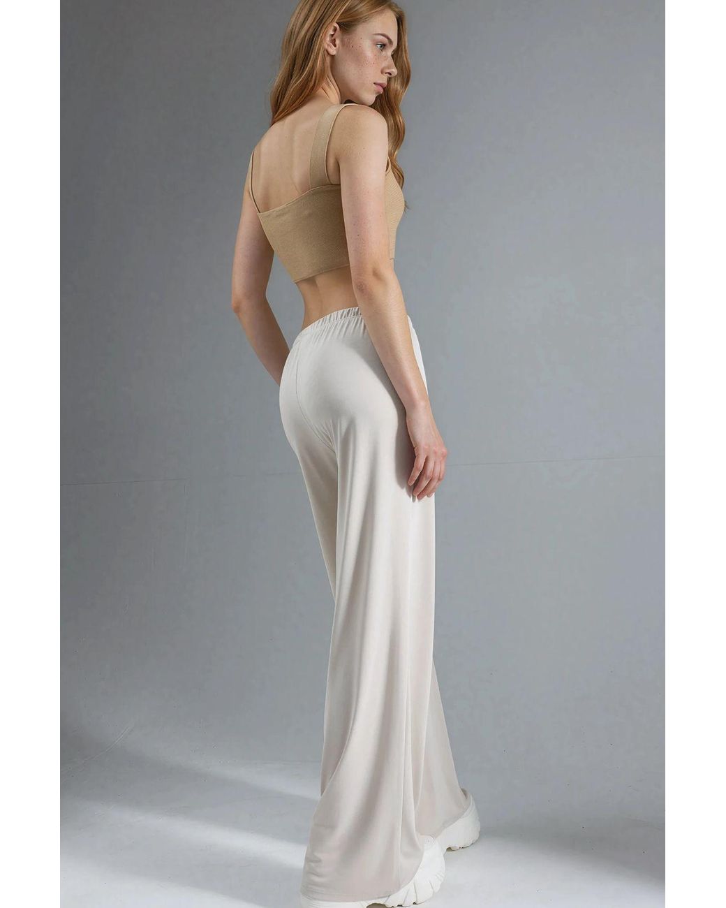 Busem Gray Elastic Waist Straight Leg Modal Pants