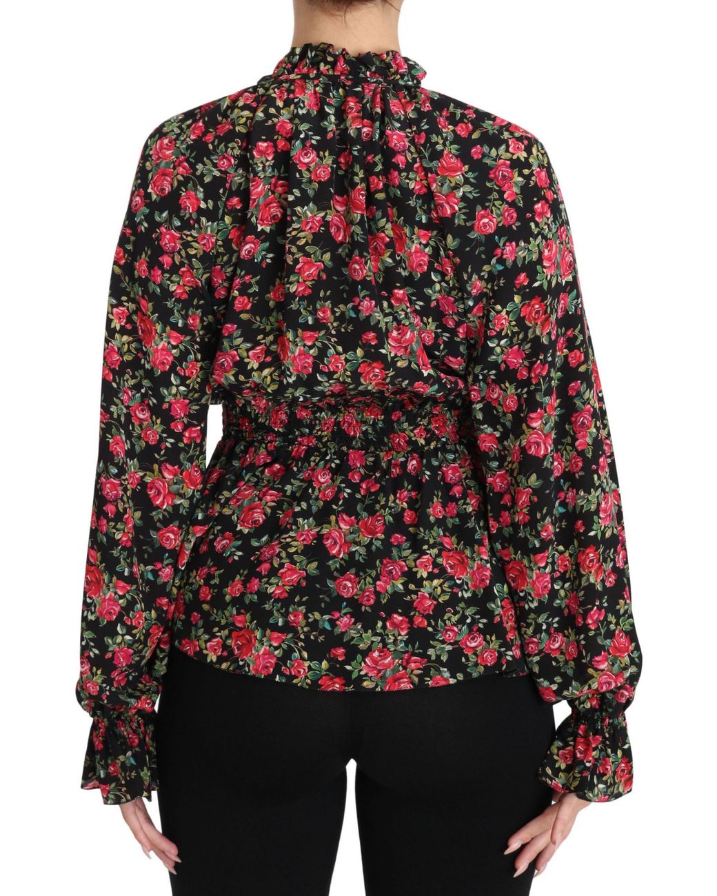 Dolce & Gabbana Blouse Met Bloemenprint In Zwart Rozenprint in het Black
