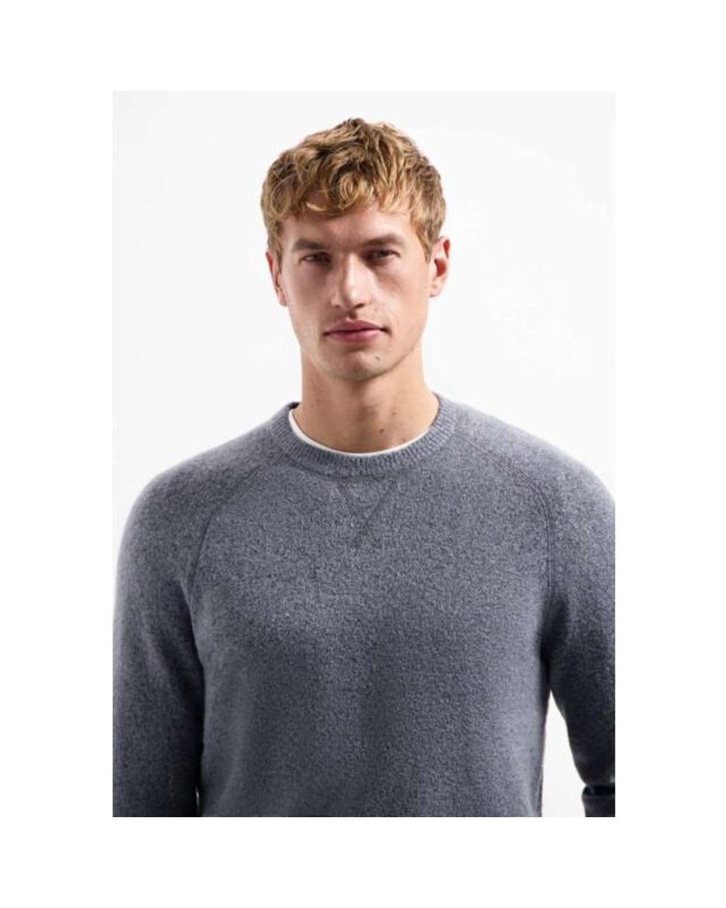 No Excess Pullover Crewneck Soft Wool Blend Washed in het Blue voor heren