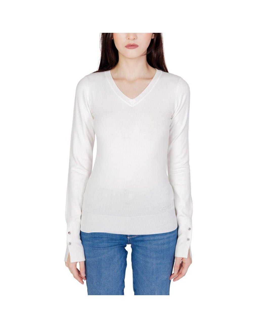 Guess White Cotton Sweatshirt