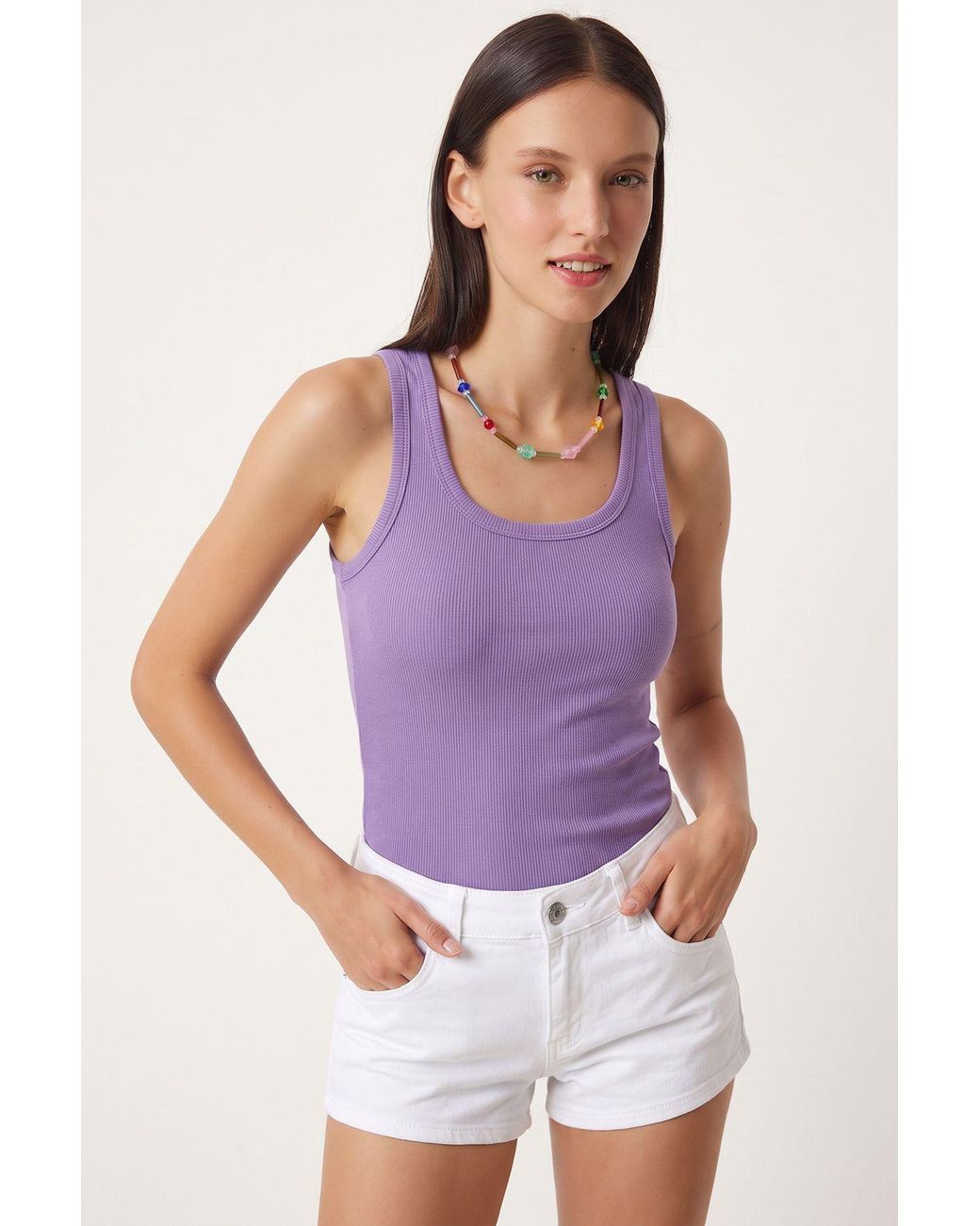 Happiness İstanbul Brown 3-Pack Ribbed Cotton Cami Tops