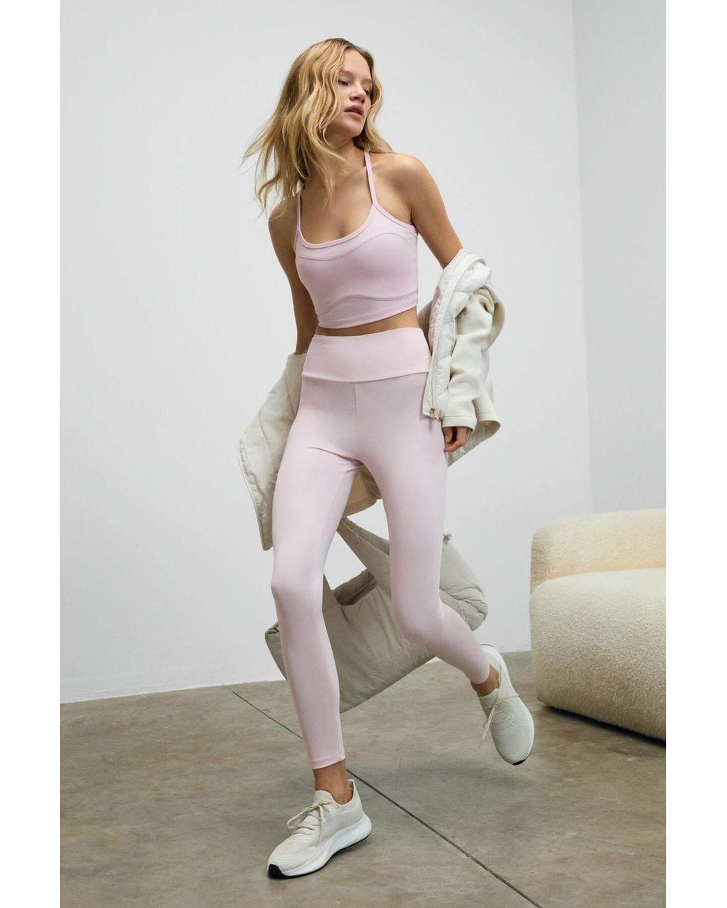 Grimelange Pink Super High Waist Skinny Leggings