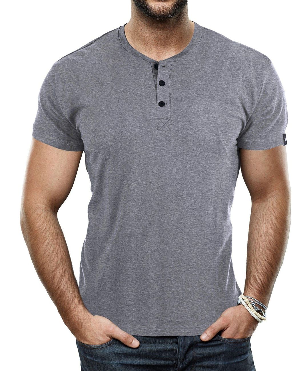 Xray Jeans Short Sleeves Henley T-shirt in Gray for Men | Lyst