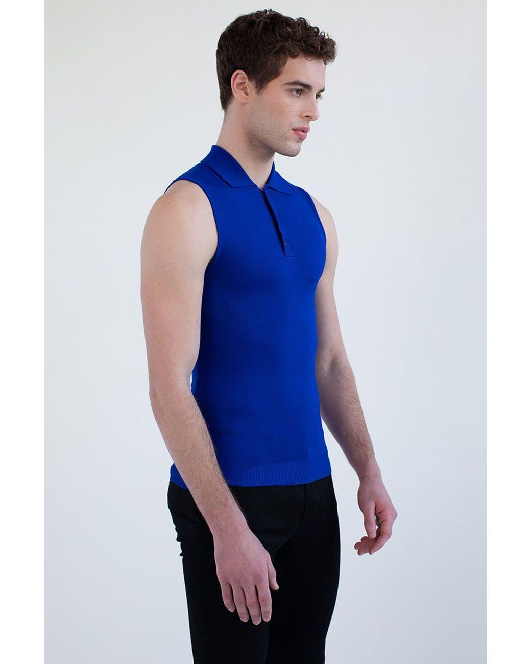 Fang Polo Knit Tank in Blue for Men