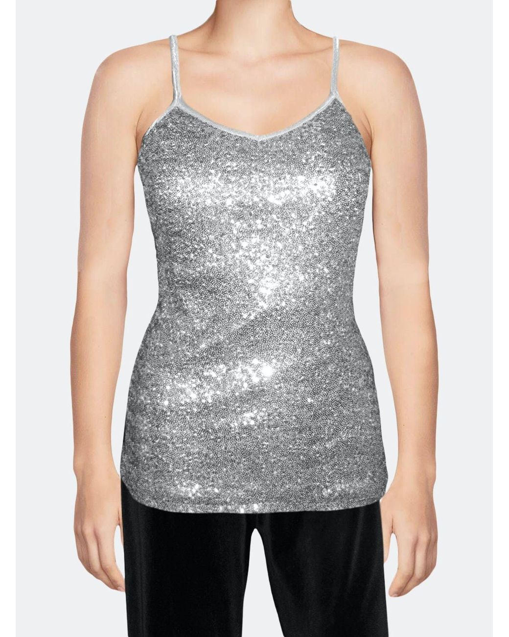Ooh la la Usa Made Sequin Tank Special Occasion Spaghetti Strap Camisole  Top Fully Lined Lined in Gray | Lyst