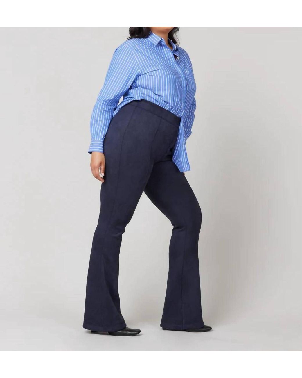 Spanx Faux Suede Flare Pants in Blue