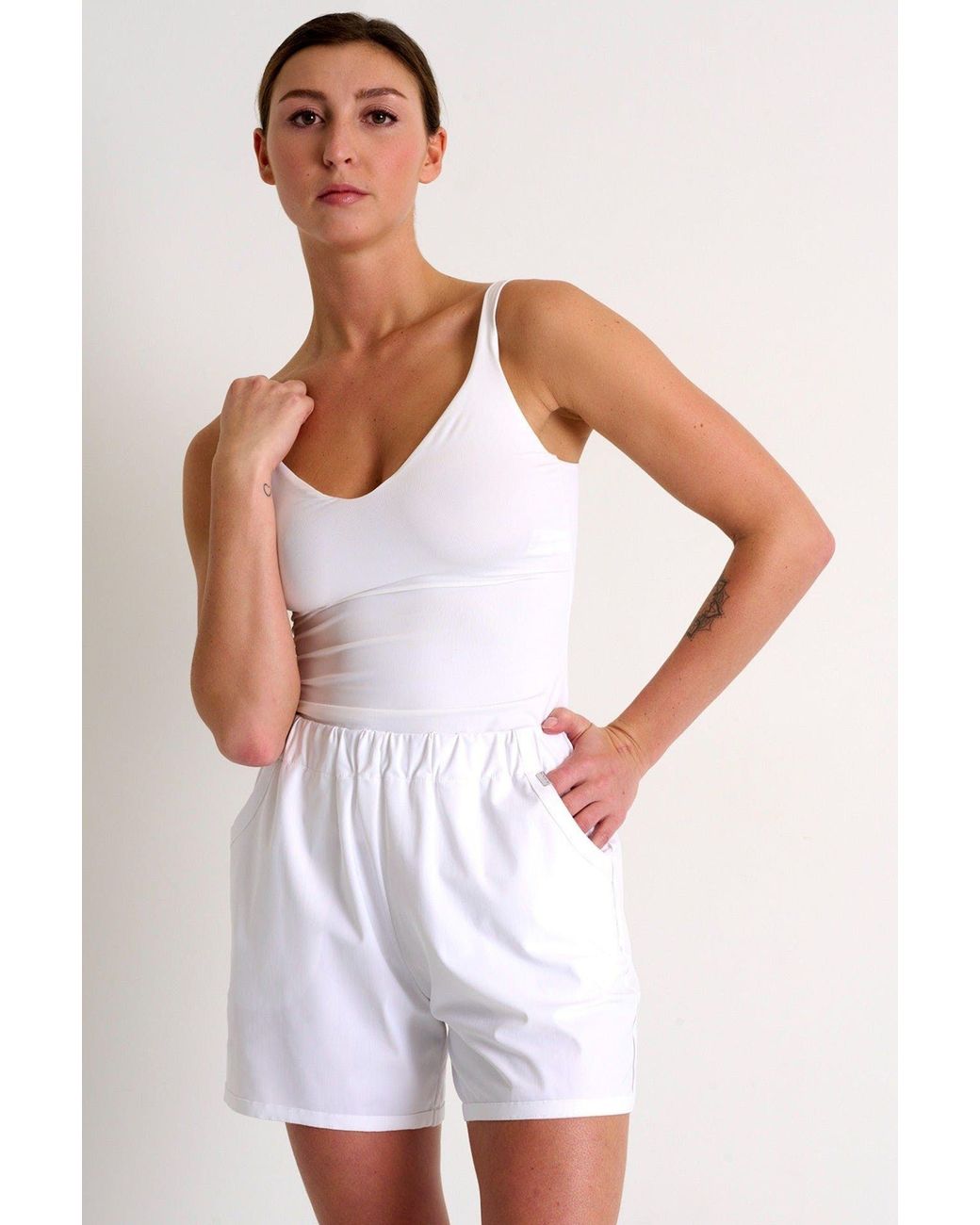lycra shorts white