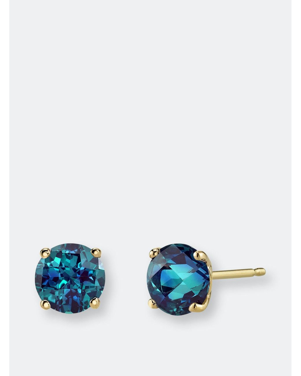 Peora 14k Yellow Gold Round Cut 2.00 Carats Created Alexandrite Stud  Earrings in Blue | Lyst