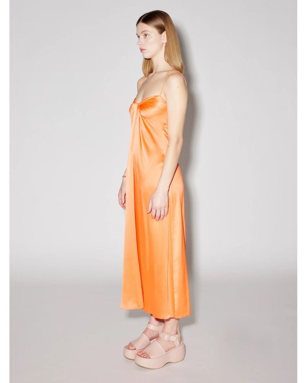 Rosetta Getty Hot Orange Twist Front Slip Dress in White Lyst