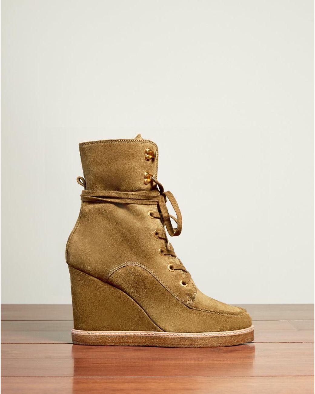 brown wedge booties with laces