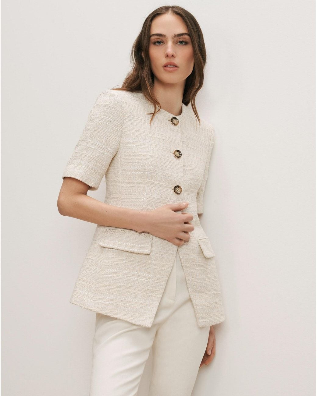 Veronica Beard Natural Bodie Tweed Jacket