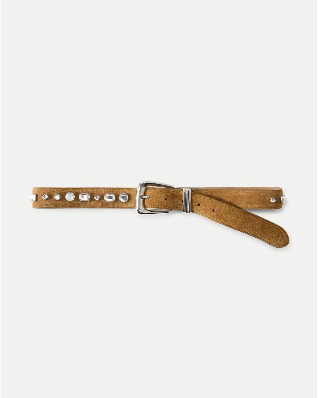 Veronica Beard Natural Arch Suede Embellished Belt
