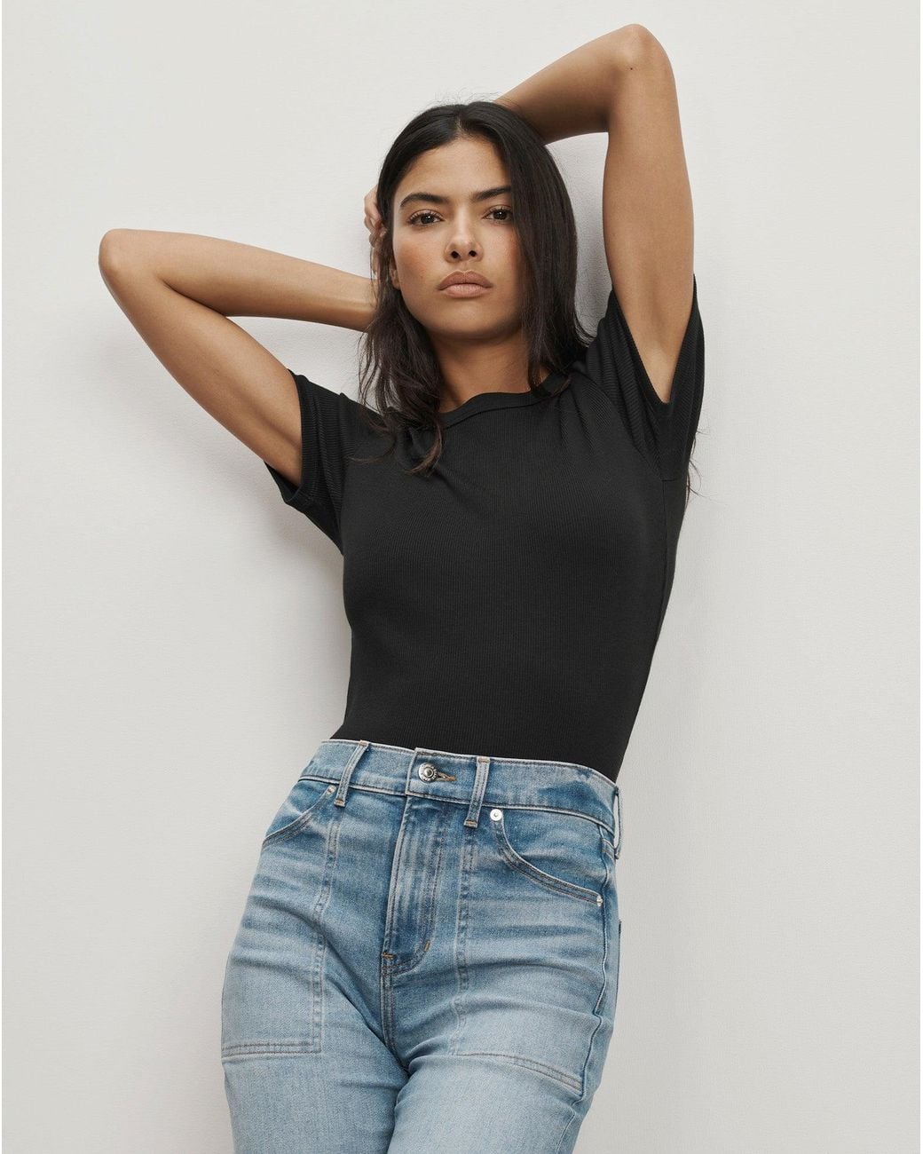 Veronica Beard Black Pruitt Ribbed Tee