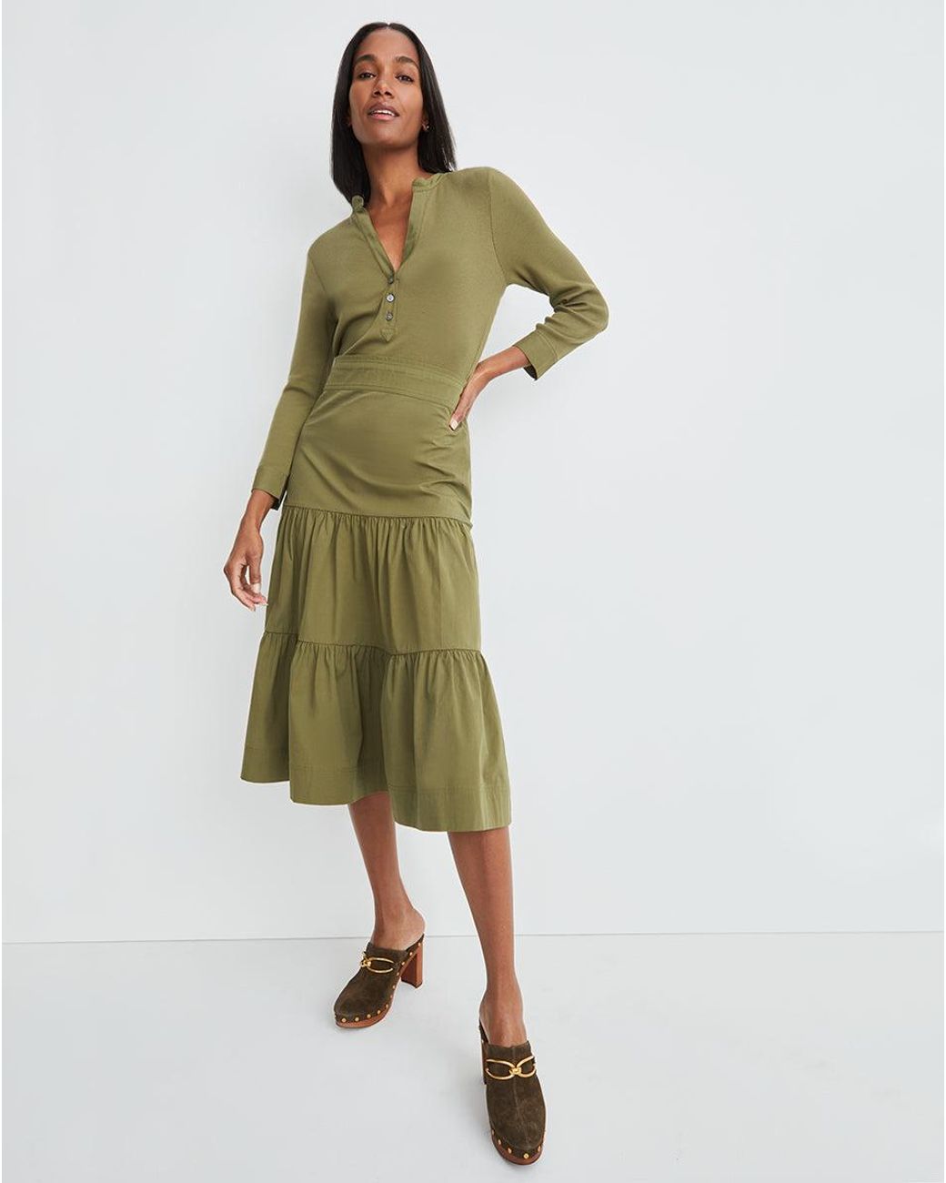 Veronica Beard Peralta Mixedmedia Dress in Green Lyst