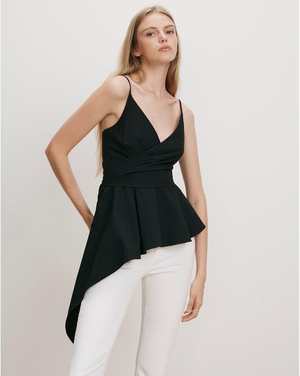 Veronica Beard Black Solange Wrap Top