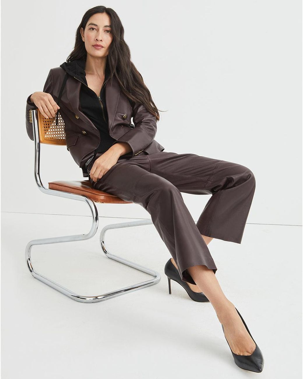 Veronica Beard Arcello Leather Pant in Brown Lyst