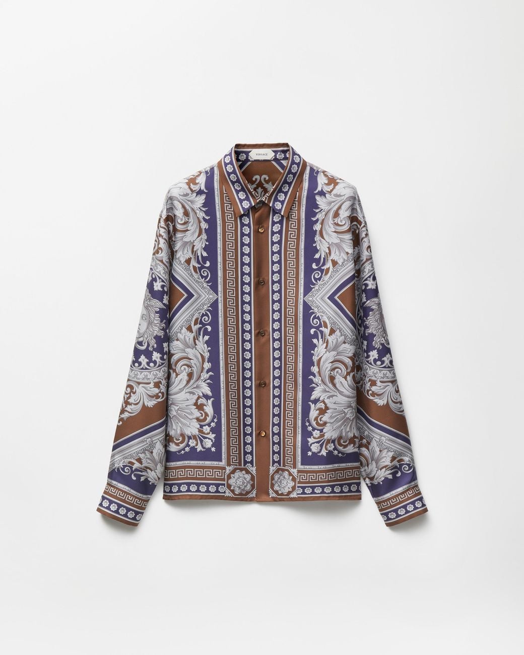 Versace Multicolor Printed Silk Twill Regular Shirt for men
