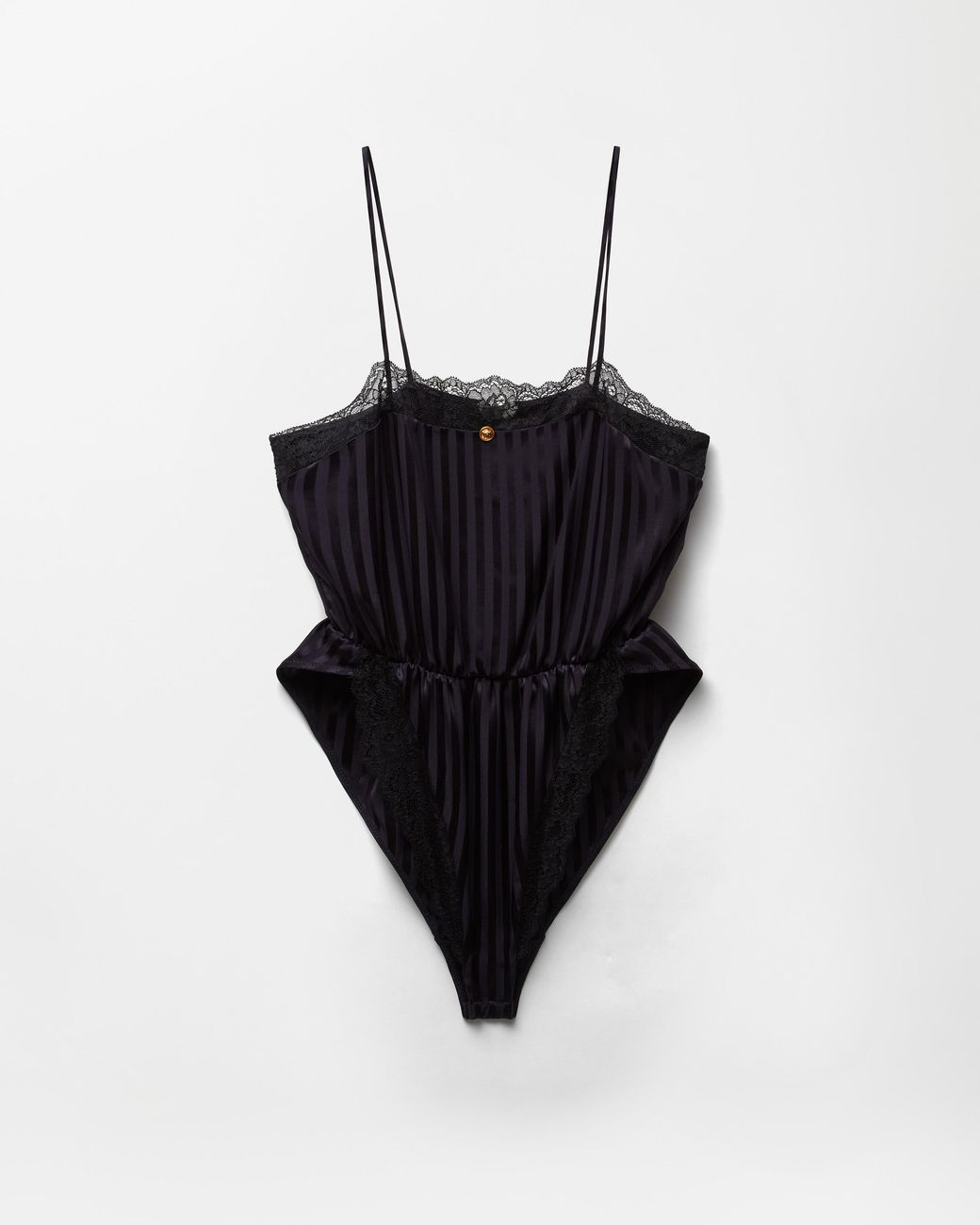 Versace Black Lace-Trim Jacquard Silk Body