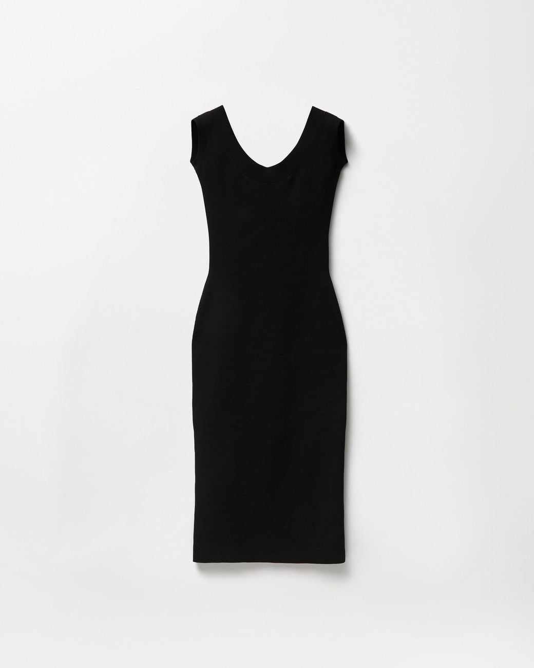 Versace Black Cotton Ribbed Knit Midi Dress