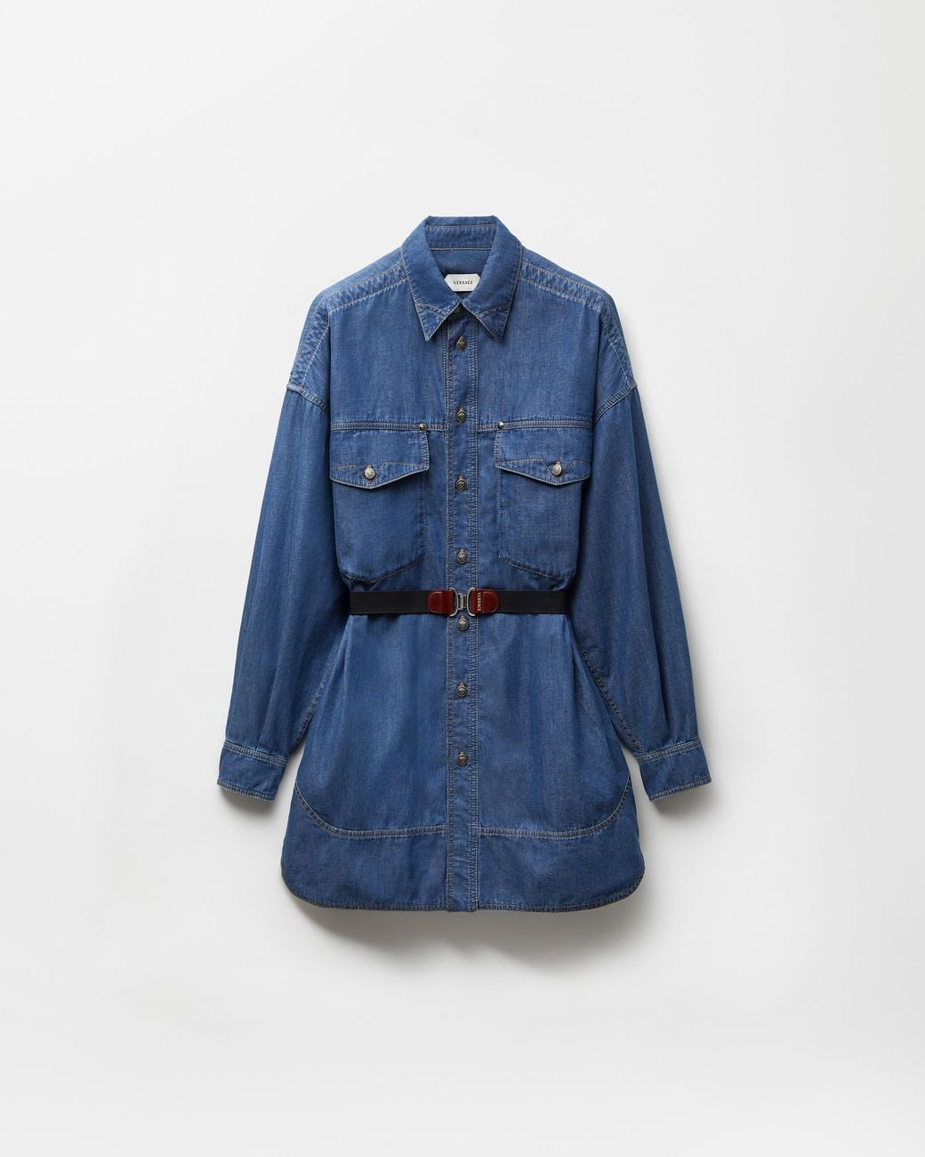 Versace Blue Chambray Denim Mini Dress