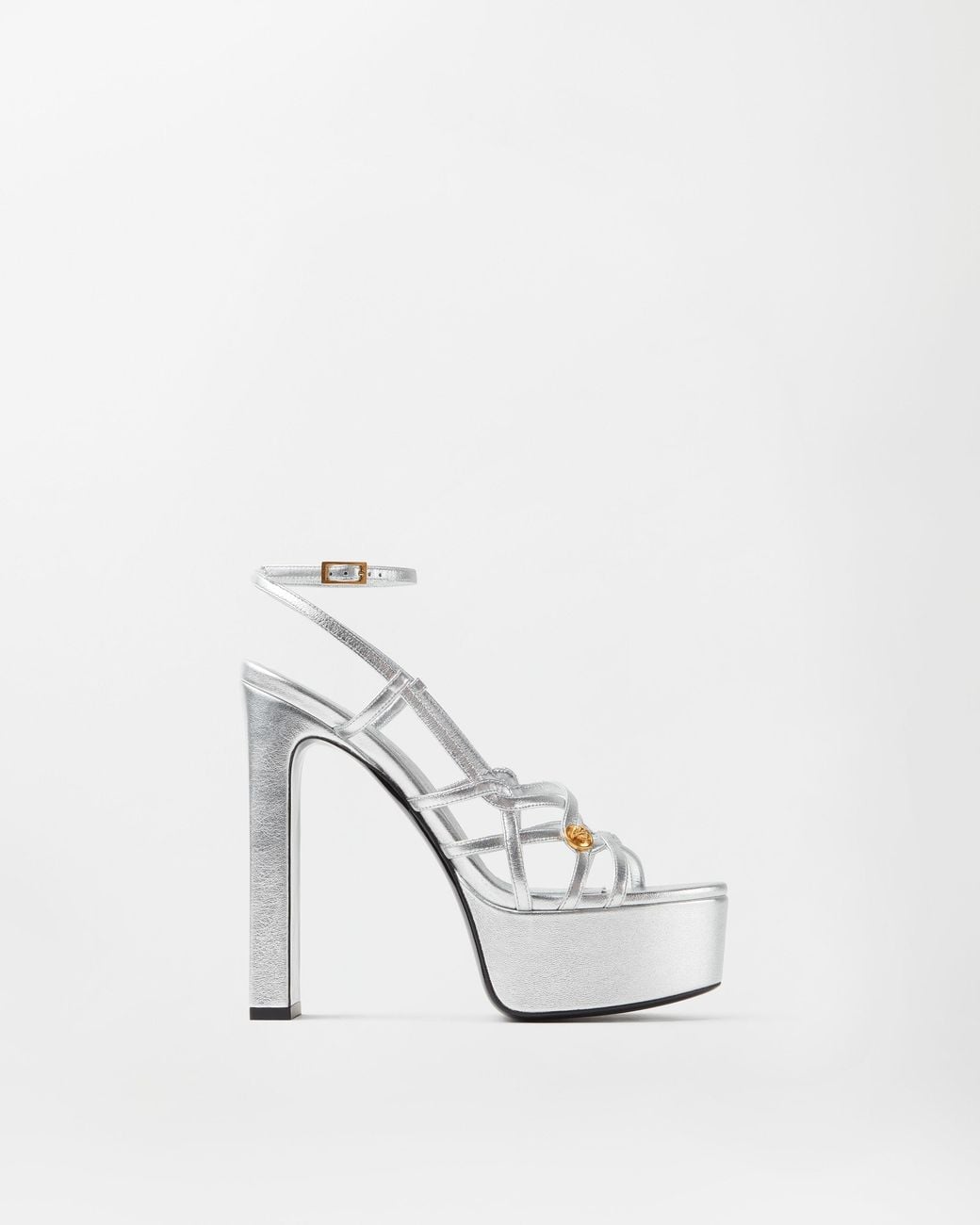 Versace White Valentina Metallic Platform Sandals 140 Mm