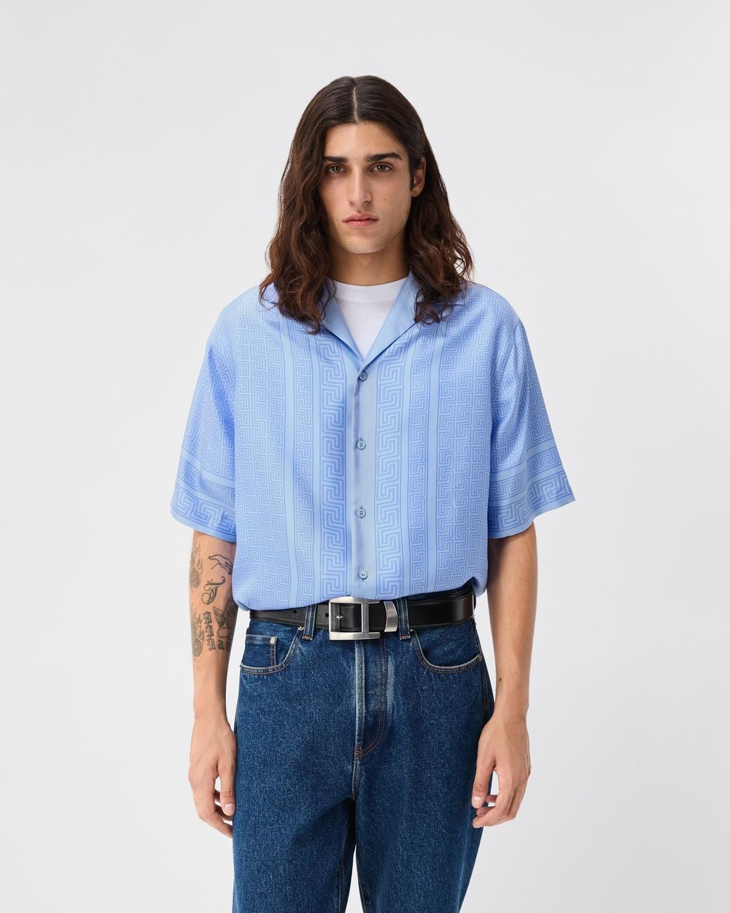 Camicia Regular di Versace in Blue da Uomo