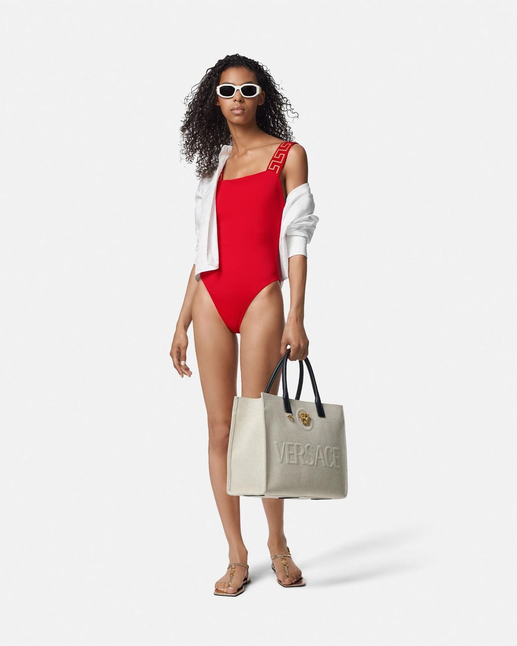 Versace Red Econyl One-Piece Swimsuit
