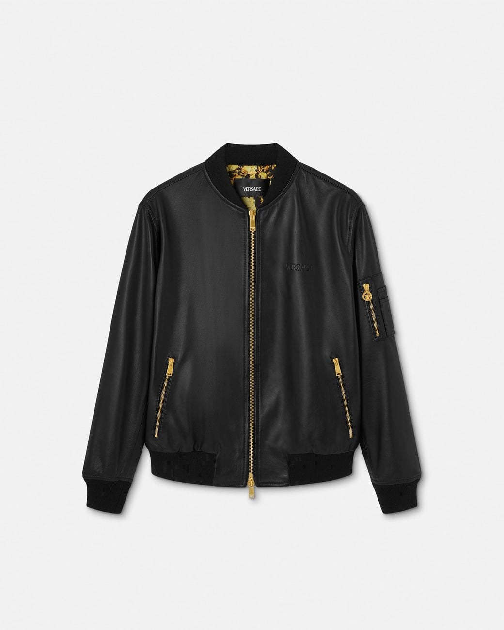Versace Black Leather Bomber for men