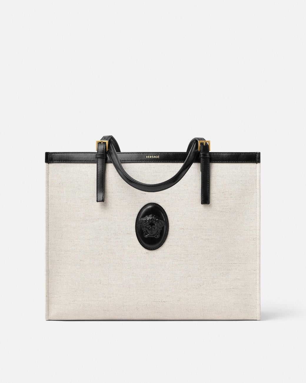 Versace Black Rivière Large Canvas Tote