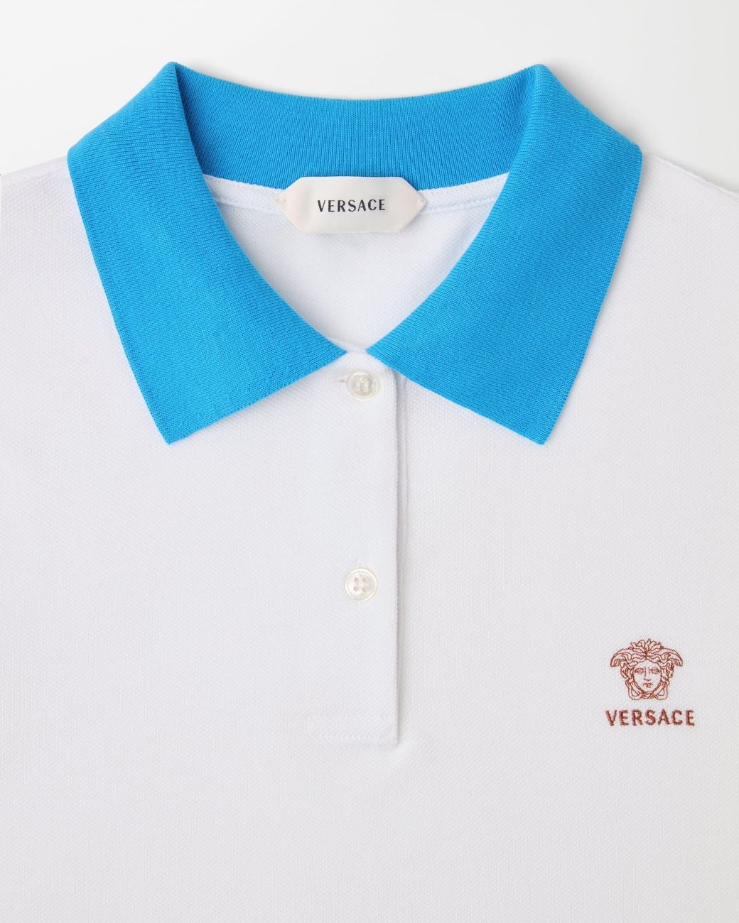 Versace Blue Embroidered Cotton Piqué Polo