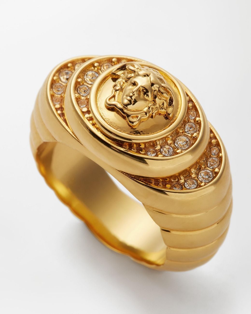 Versace Metallic Bright Medusa Crystal Ring
