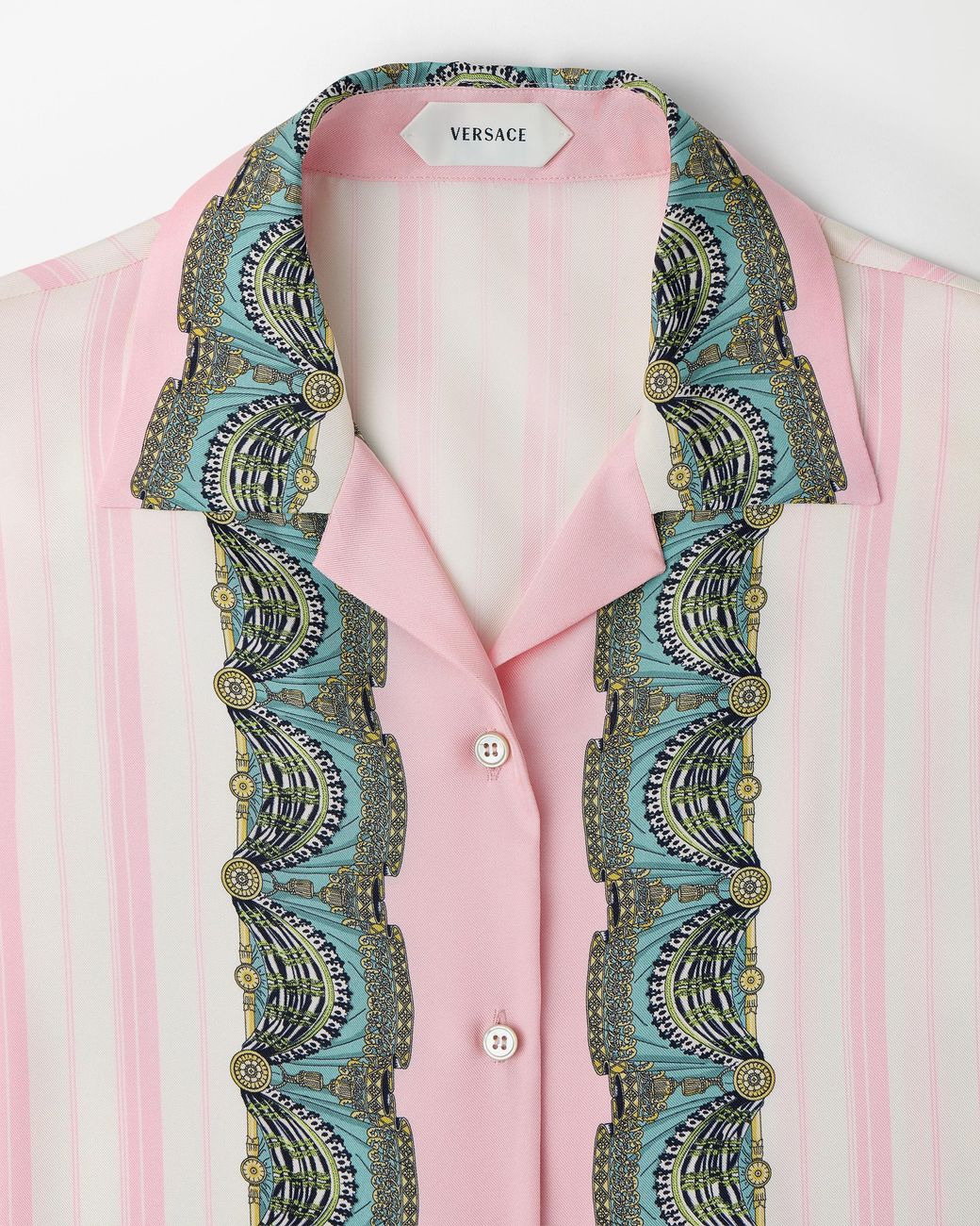 Versace Pink Printed Silk Twill Shirt
