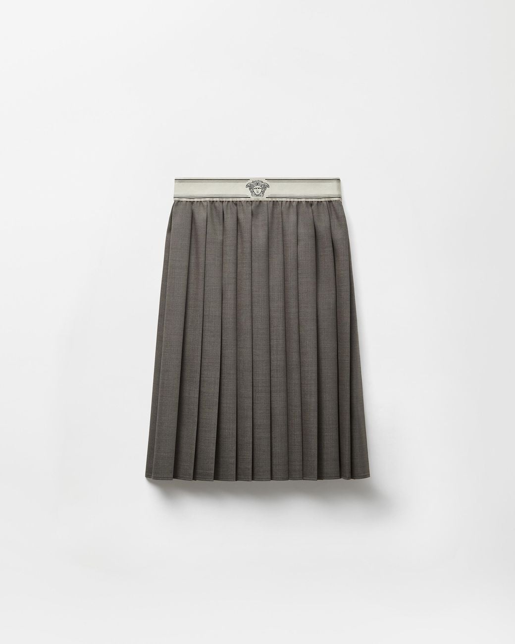 Versace Gray Pleated Wool-Mohair Midi Skirt