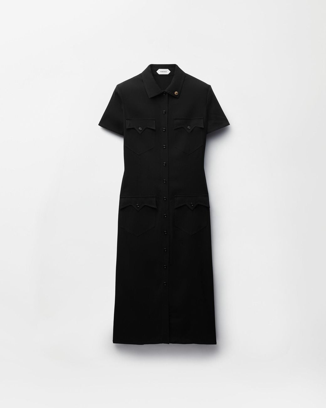 Versace Black Stretch Georgette Viscose Midi Dress