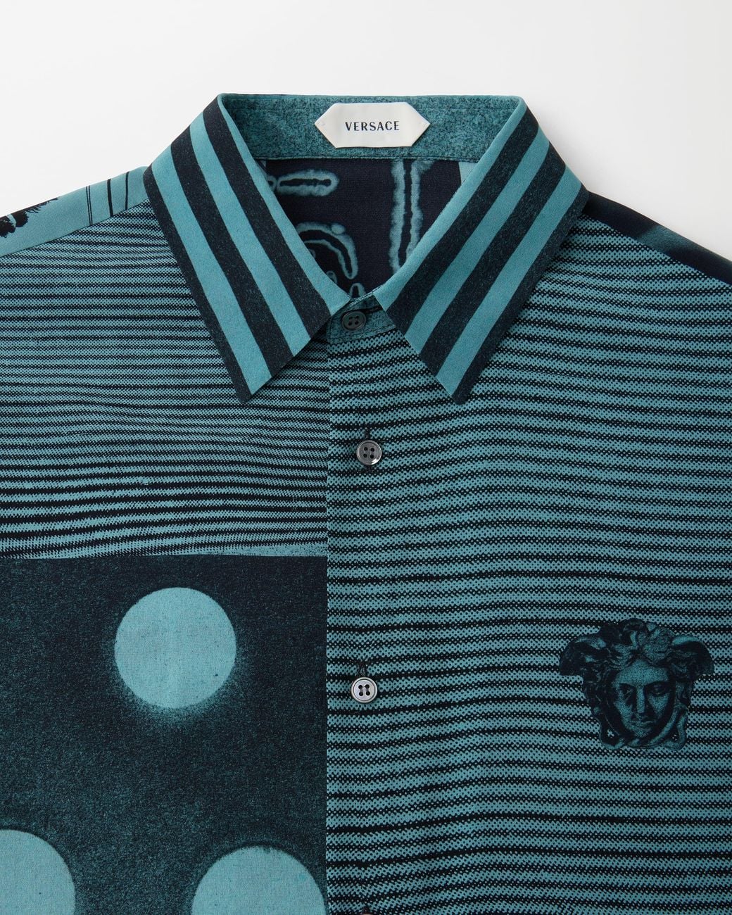 Versace Blue Printed Silk Crêpe De Chine Regular Shirt for men
