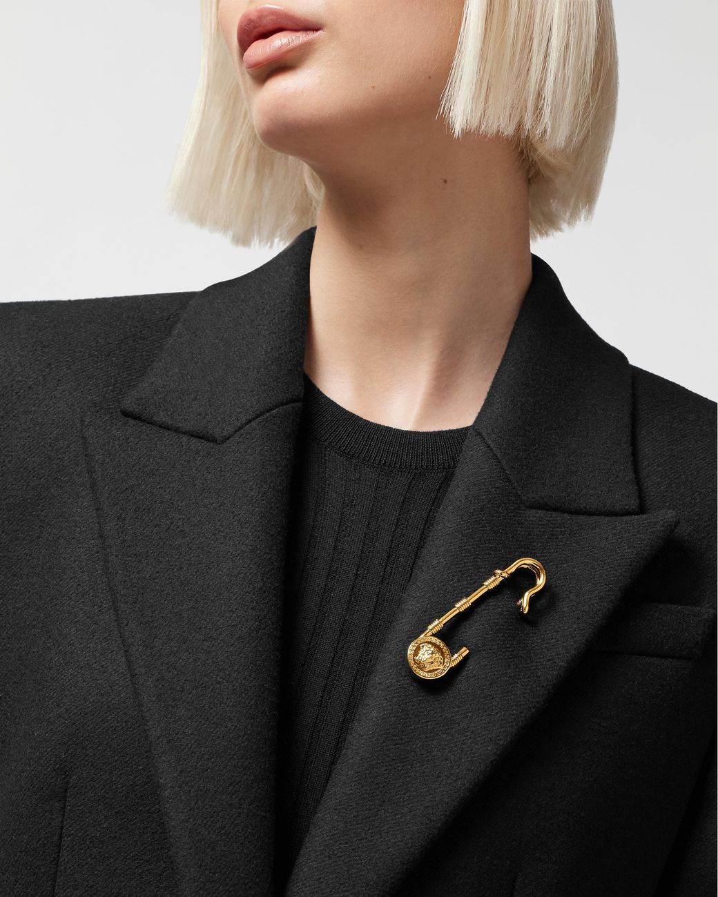 Versace Natural Safety Pin Brooch
