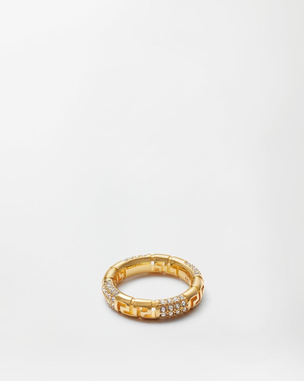 Versace Metallic Greca Crystal Ring
