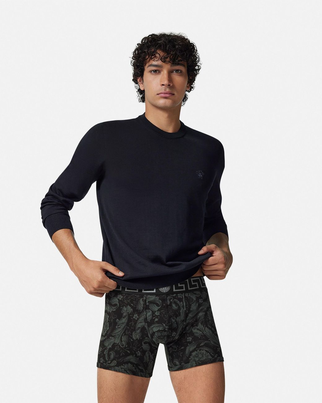 Versace Black Boxer Adhérent Long Barocco for men