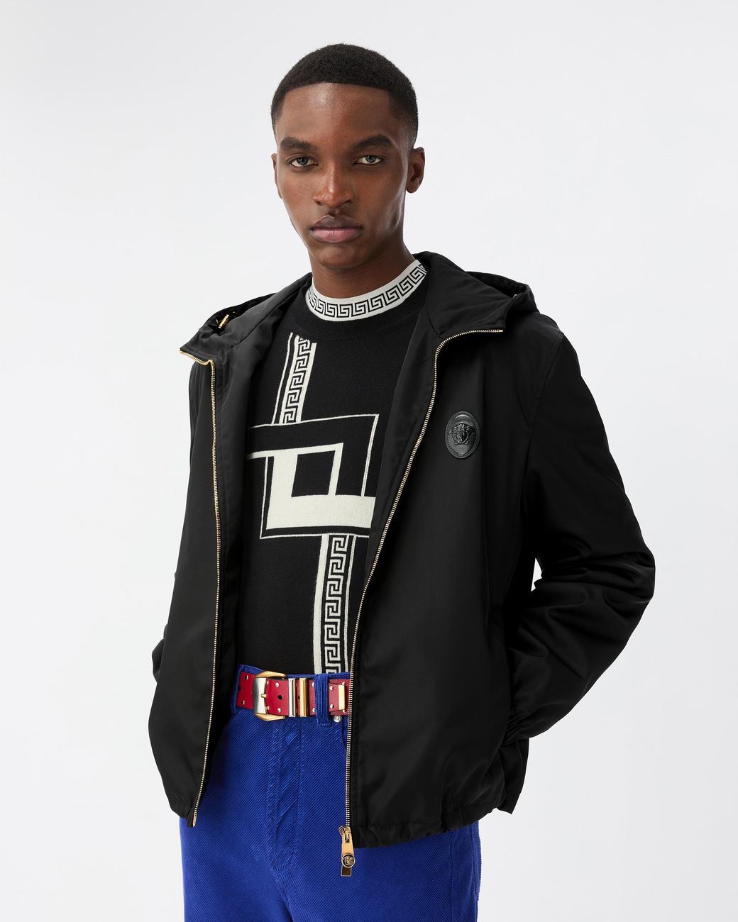 Versace Black Technical Twill Blouson for men