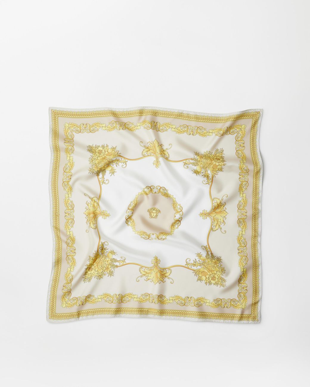 Versace Metallic Printed Silk Twill Scarf 90 Cm