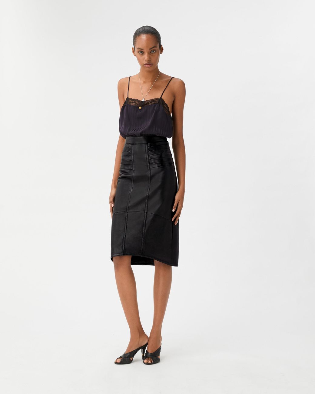 Versace Black Nappa Midi Skirt